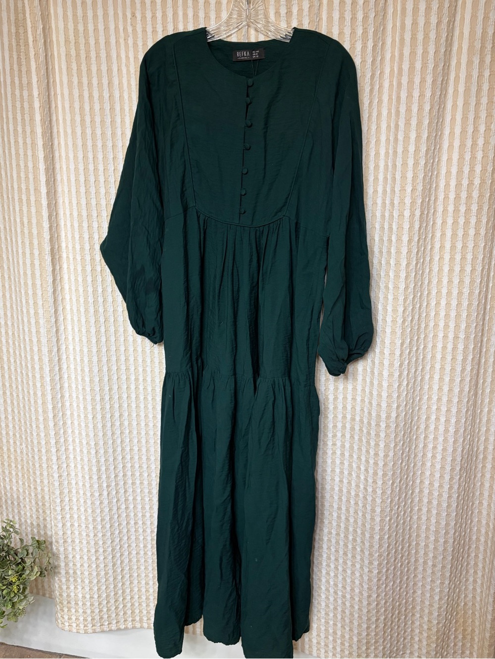 Deep Green Long Sleeve Tiered Maxi Dress